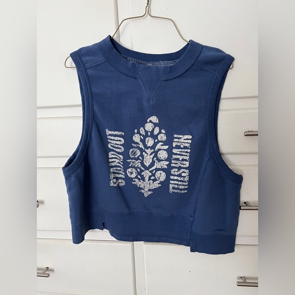🆕 Free People Navy Sleeveless sweatshirt size medium - Picture 5 of 13